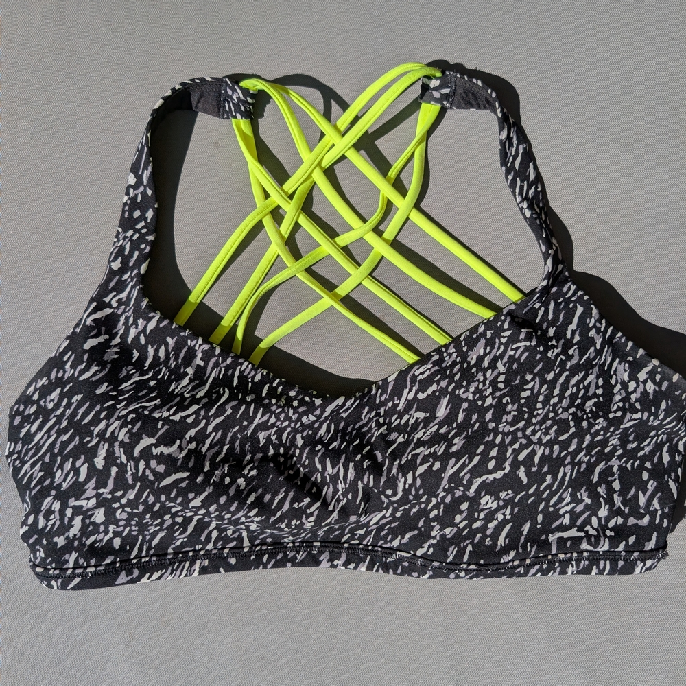 lululemon athletica Black and Neon Yellow Sports Bra